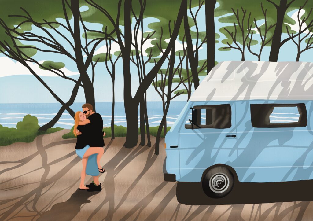 vanlife, wildkamperen, natuur, reizen, camper, illustrator isabell hansen